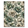 Sage and Cream Botanical Floral Illustration Rug