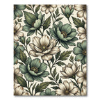 Sage and Cream Botanical Floral Illustration Rug