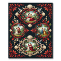 Romantic Figures Red Floral Ornate Medallion Rug