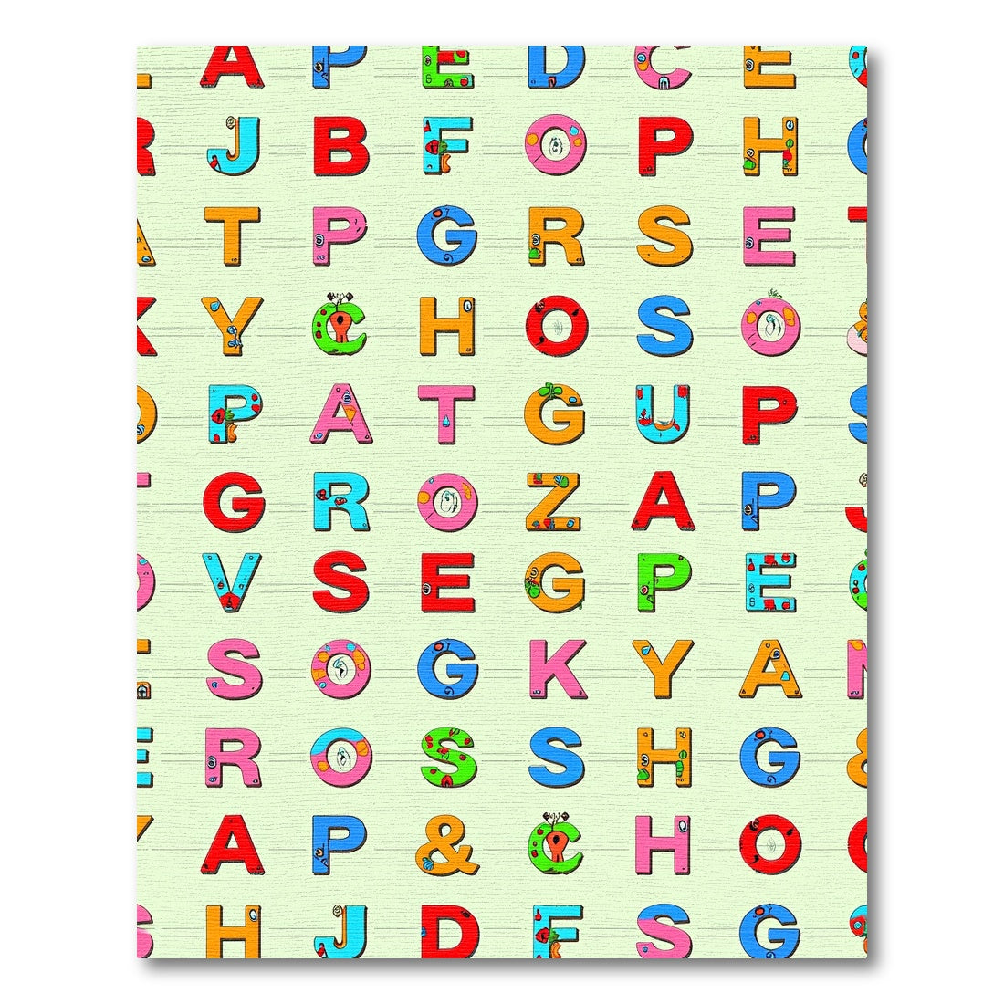 Colorful Alphabet Letters Repeating Pattern Rug
