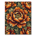 Dramatic Amber Peony Botanical Art Rug
