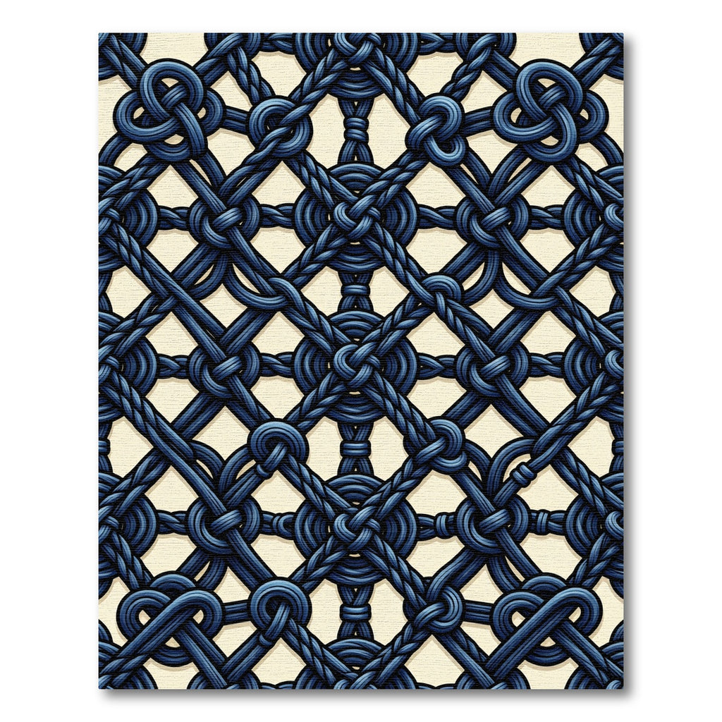 Deep Blue Nautical Knot Lattice Rug