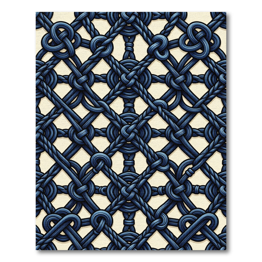 Deep Blue Nautical Knot Lattice Rug