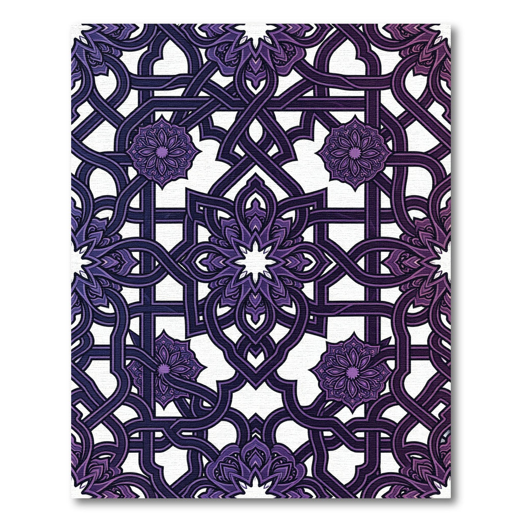 Deep Violet Ornate Geometric Floral Rug