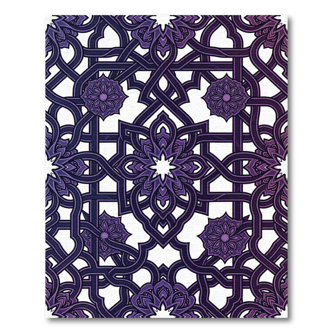 Deep Violet Ornate Geometric Floral Rug