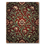 Elegant Crimson Floral Acanthus Scroll Rug