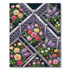Pink Coral Rose Lilac Garden Trellis Rug
