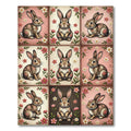 Charming Rabbit and Floral Patchwork Quilt Rug