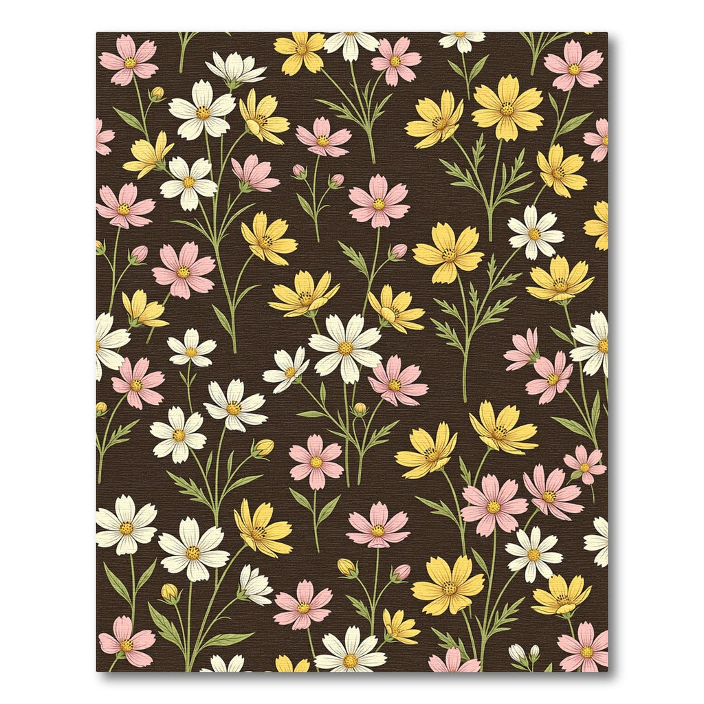 Pink Yellow White Blooming Garden Flowers Rug