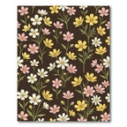 Pink Yellow White Blooming Garden Flowers Rug