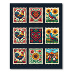 Folk Art Rooster Sunflower Folk Garden Rug