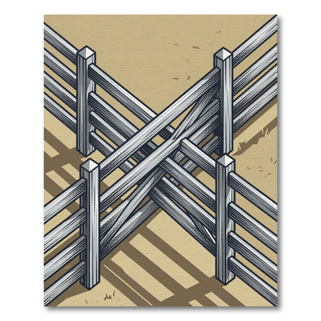 Gray Rustic Farm Crossbuck Fence Rug