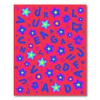 Bright Red Pop Art Star Collage Rug