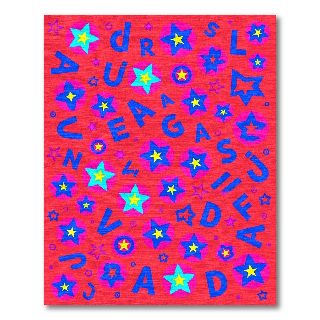 Bright Red Pop Art Star Collage Rug