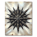 Metallic Silver Ornate Star Compass Rug