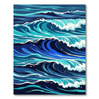 Deep Blue Ocean Wave Art Rug