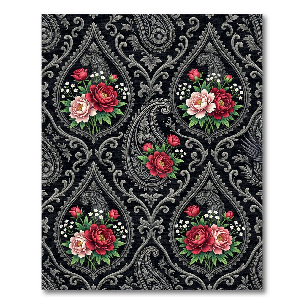 Ornate Paisley Red Floral Burst Rug