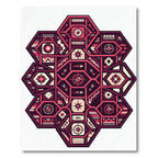 Crimson Geometric Compass Starburst Rug