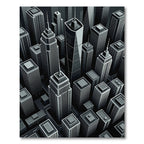 Gray Cityscape Skyscraper Aerial View Rug