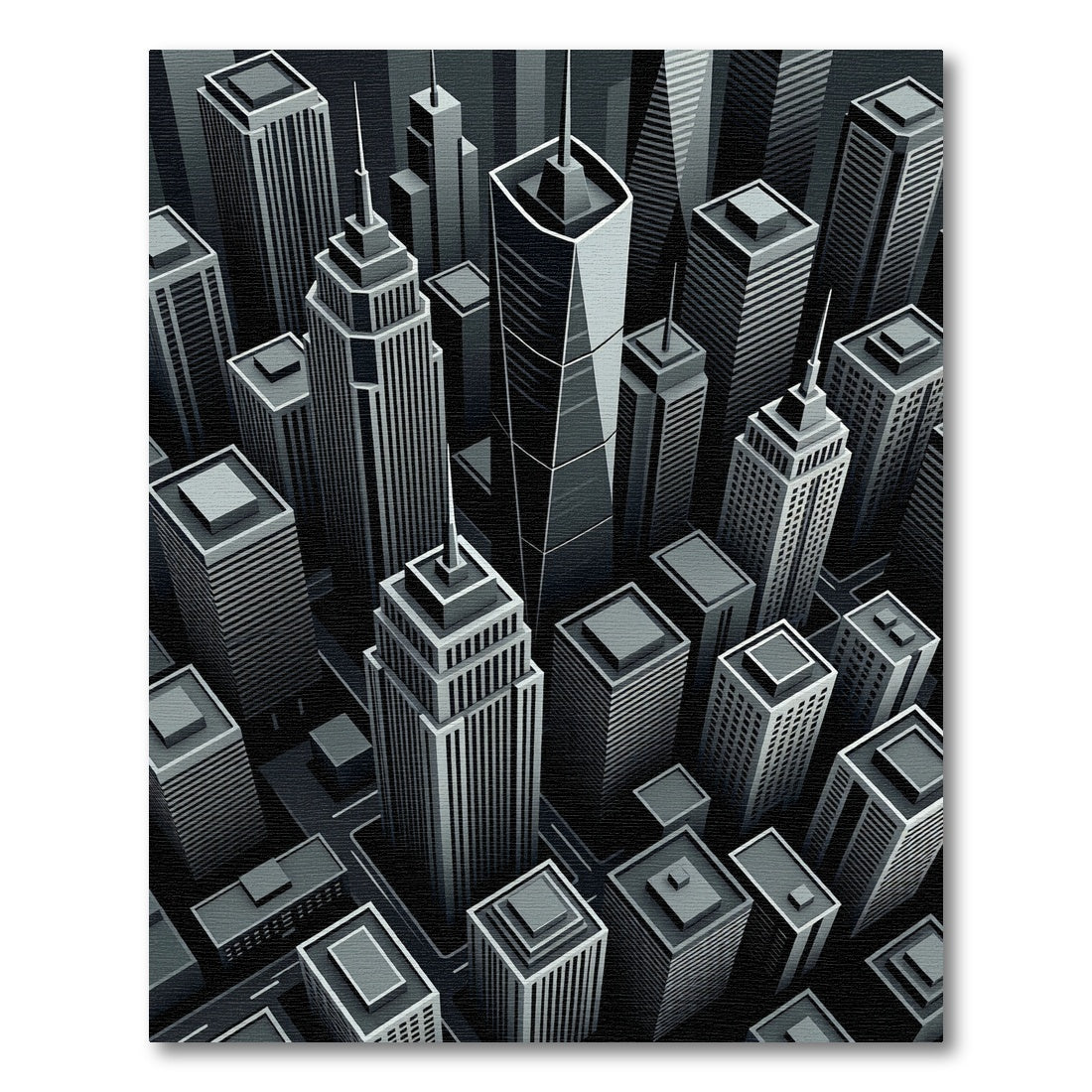 Gray Cityscape Skyscraper Aerial View Rug