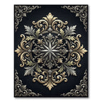 Elegant Gold Silver Victorian Star Medallion Rug