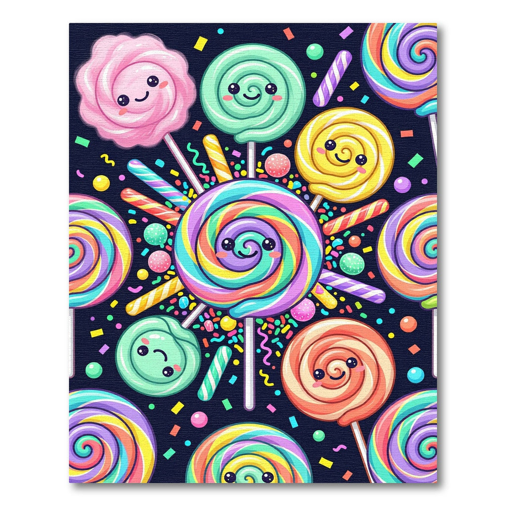 Colorful Whimsical Swirl Lollipop Candy Art Rug