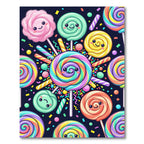 Colorful Whimsical Swirl Lollipop Candy Art Rug