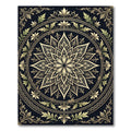 Ornate Gold Floral Bloom Medallion Rug