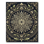 Ornate Gold Floral Bloom Medallion Rug