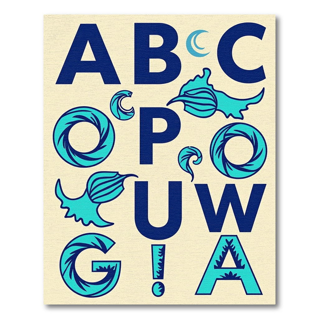 Oceanic Alphabet Letters Aquamarine Design Rug