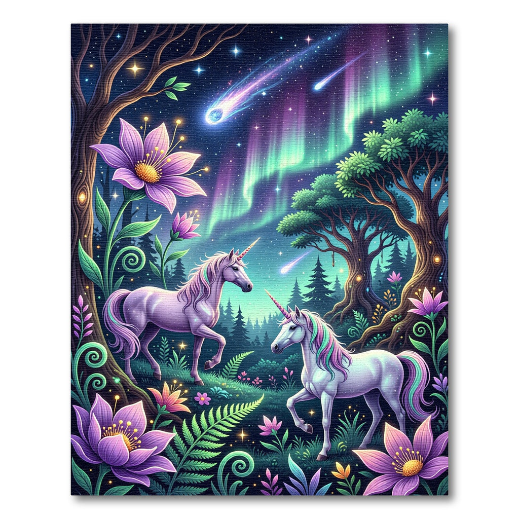 Magical Unicorn Garden with Northern Lights Rug