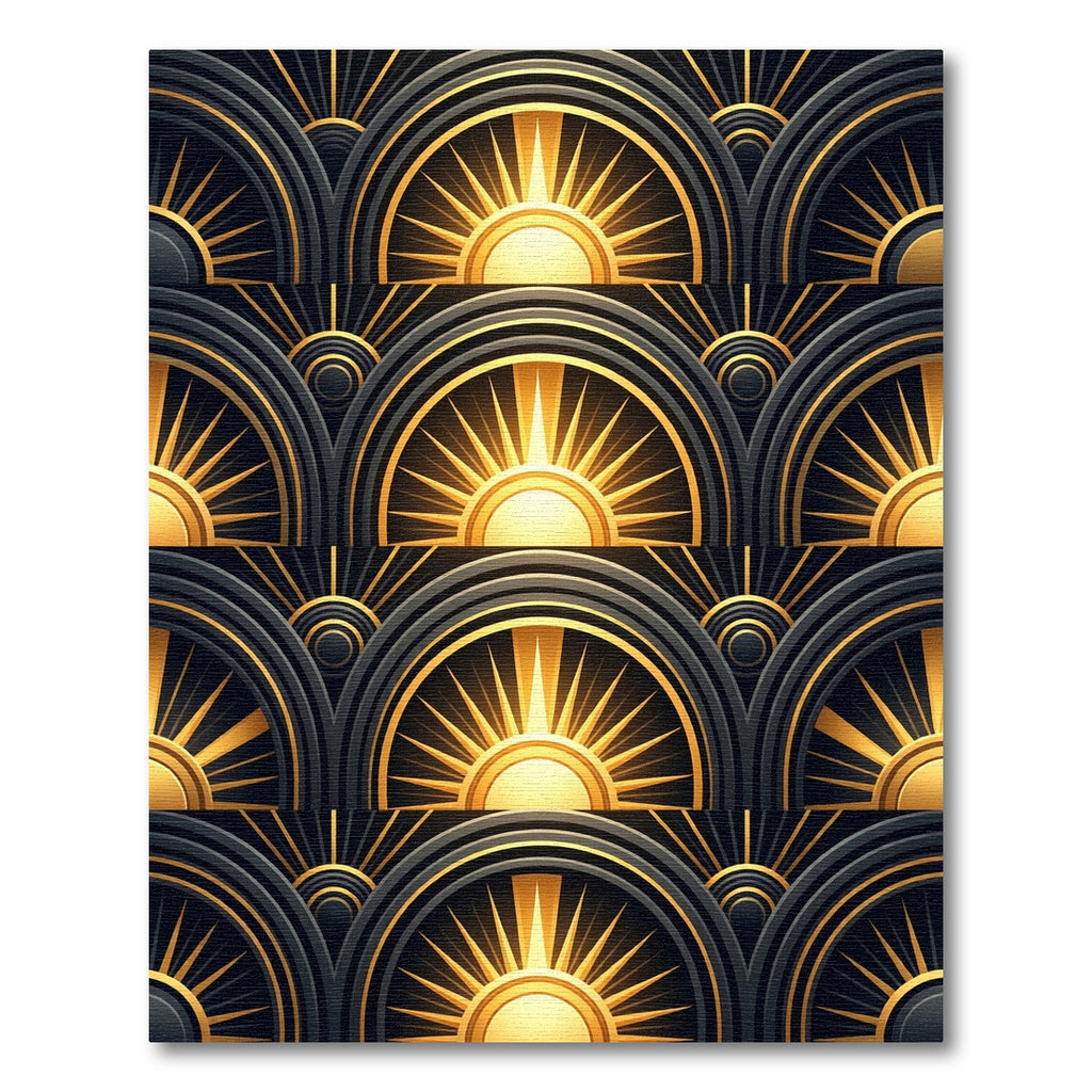 Art Deco Radiant Gold Sunburst Arches Rug