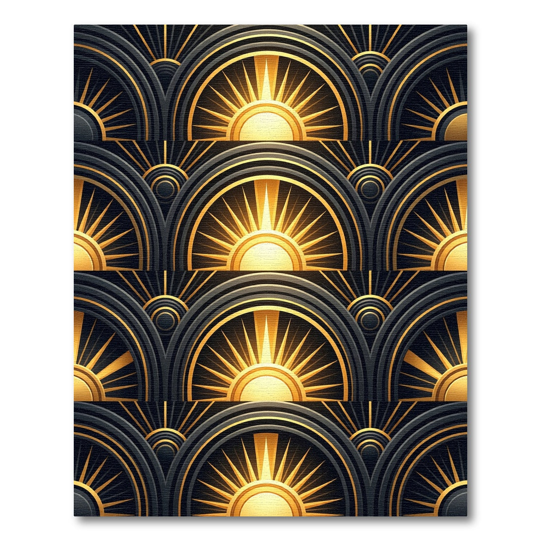 Art Deco Radiant Gold Sunburst Arches Rug