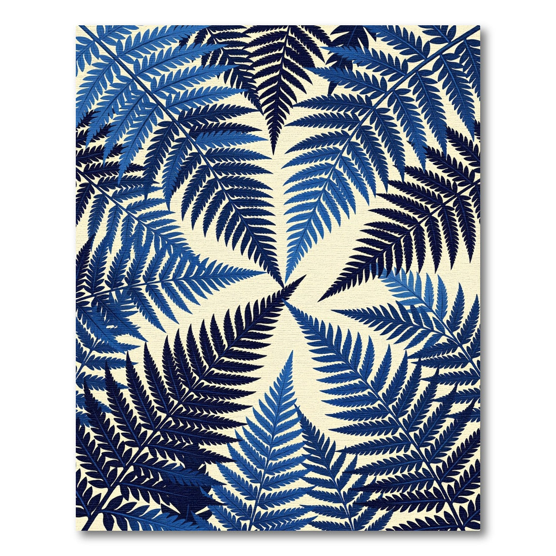 Deep Blue Fern Frond Radiating Rug