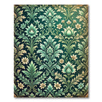Elegant Emerald Floral Damask Scroll Rug