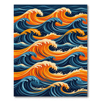 Vibrant Golden Blue Oceanic Wave Rug