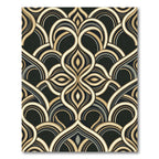 Art Deco Gold and Black Swirl Rug