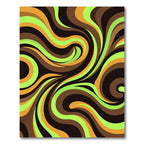Vibrant Lime and Bronze Abstract Swirl Rug