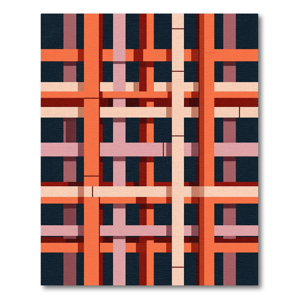 Orange Pink Geometric Intersecting Lines Rug