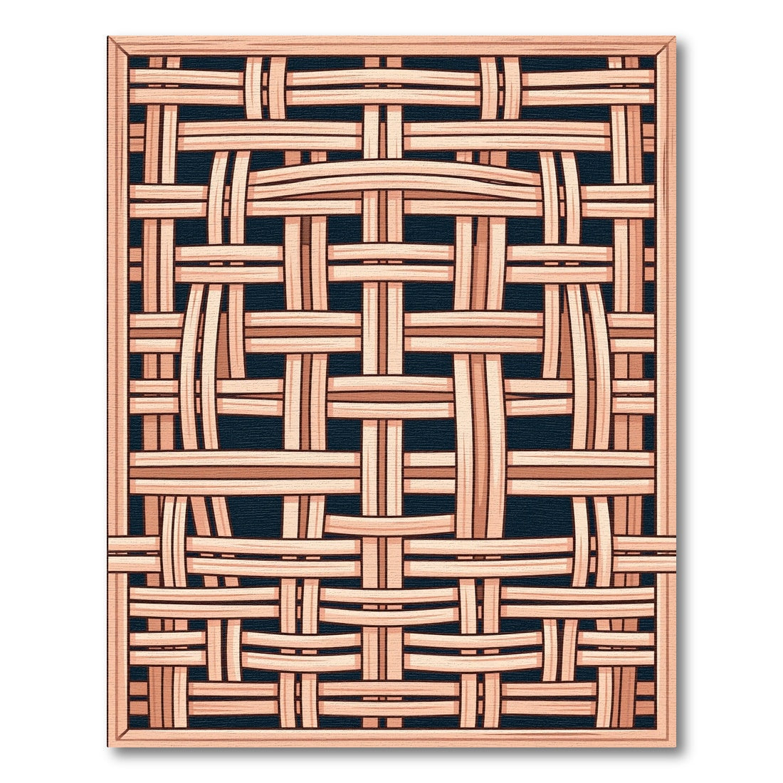 Woven Bamboo Lattice Dark Blue Area Rug