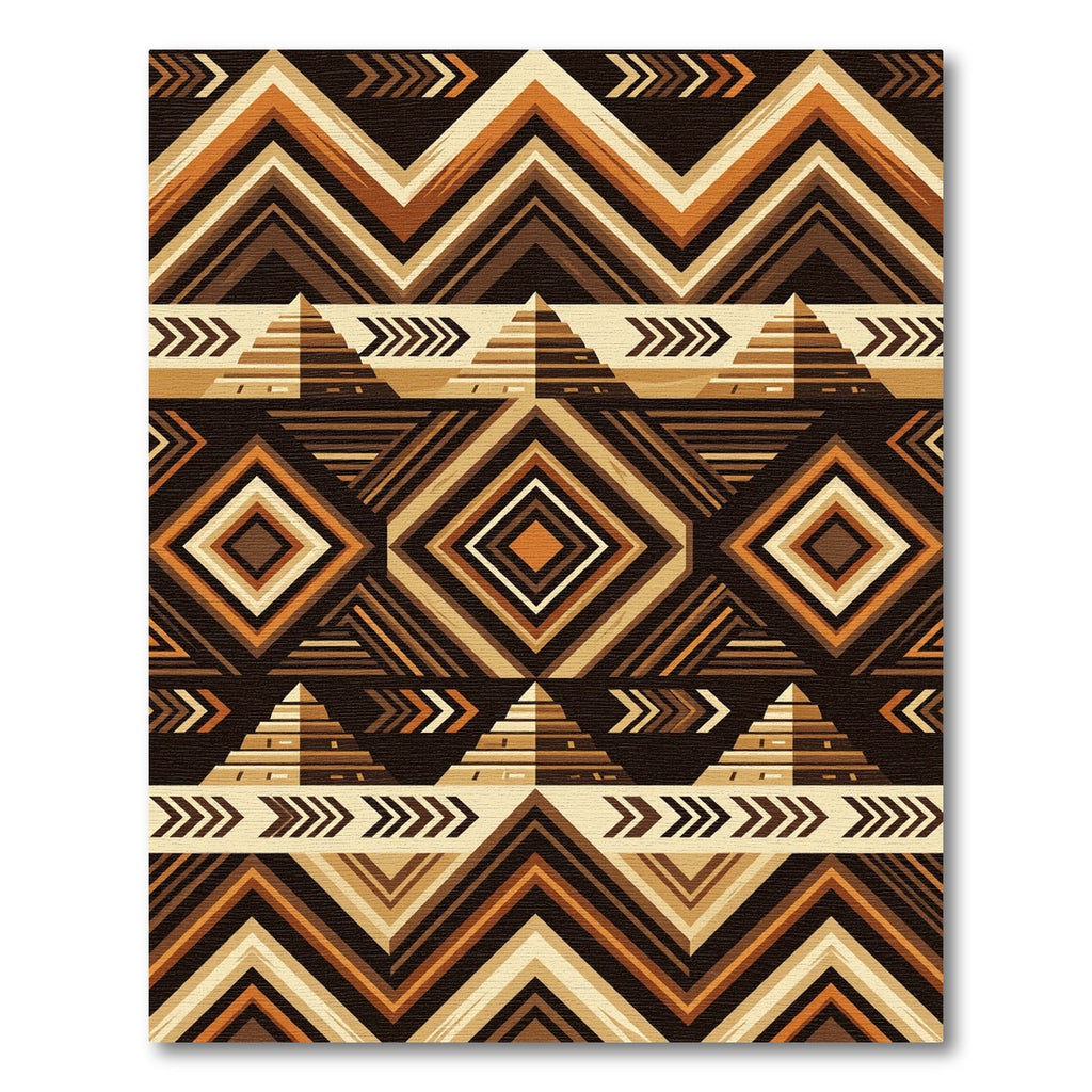 Earthy Brown Geometric Pyramid Step Rug