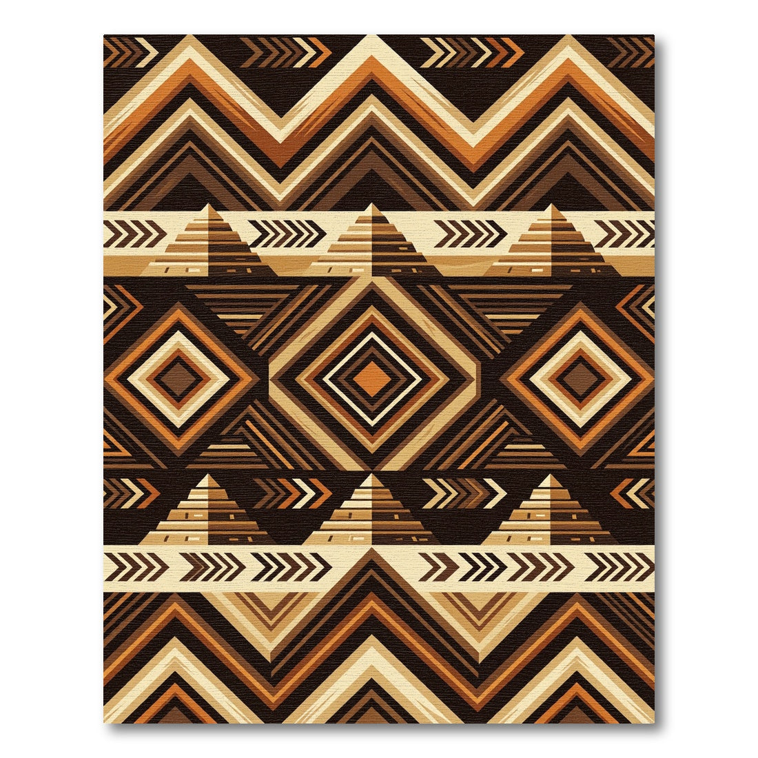 Earthy Brown Geometric Pyramid Step Rug