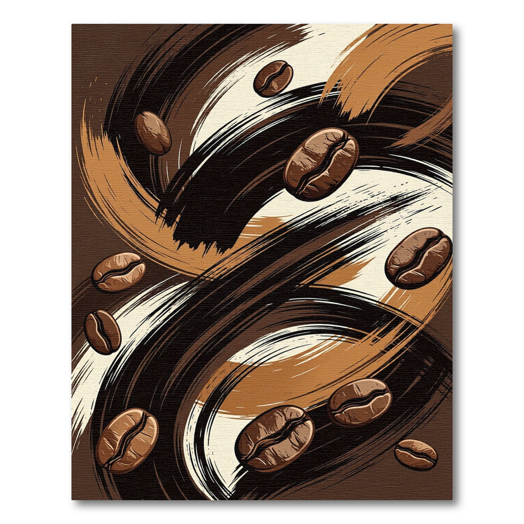 Abstract Coffee Bean Swirl Art Rug