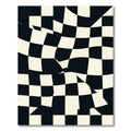 Modern Distorted Black White Checkerboard Rug