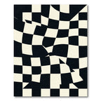 Modern Distorted Black White Checkerboard Rug