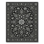 Elegant Monochrome Floral Paisley Medallion Rug