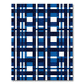 Geometric Navy and Blue Plaid Check Rug