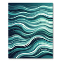 Modern Deep Teal Abstract Wavy Flow Rug