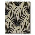 Black Grasslike Fern Foliage Beige Rug