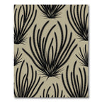 Black Grasslike Fern Foliage Beige Rug